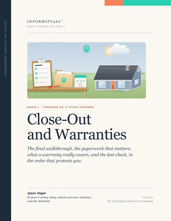 Cover of Guide 7: Close-Out and Warranties